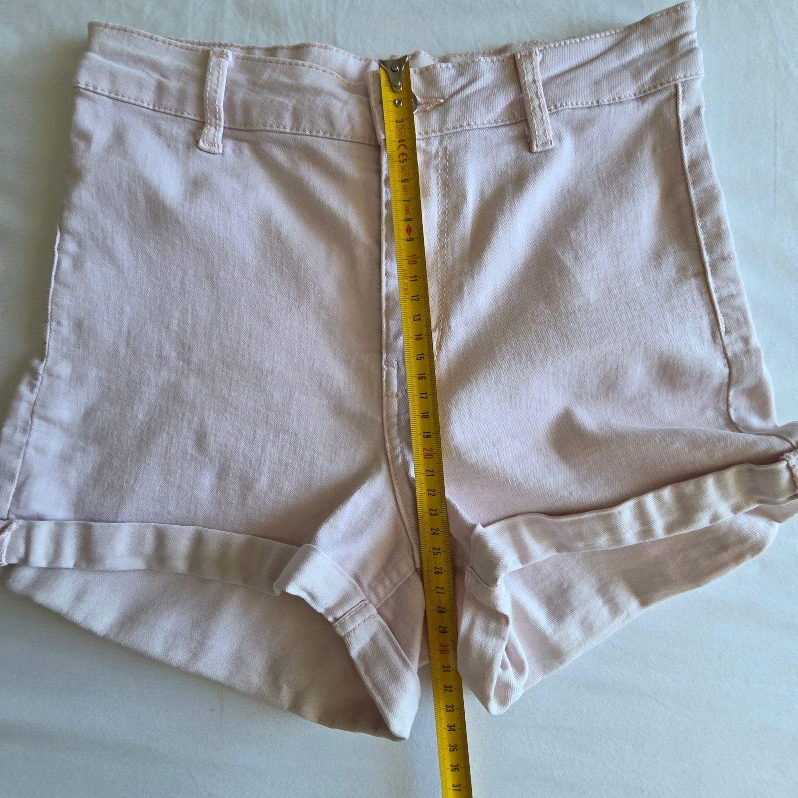 Short em jeans rosa claro 36 S Divided H&M short cintura alta com pregas – photo 8